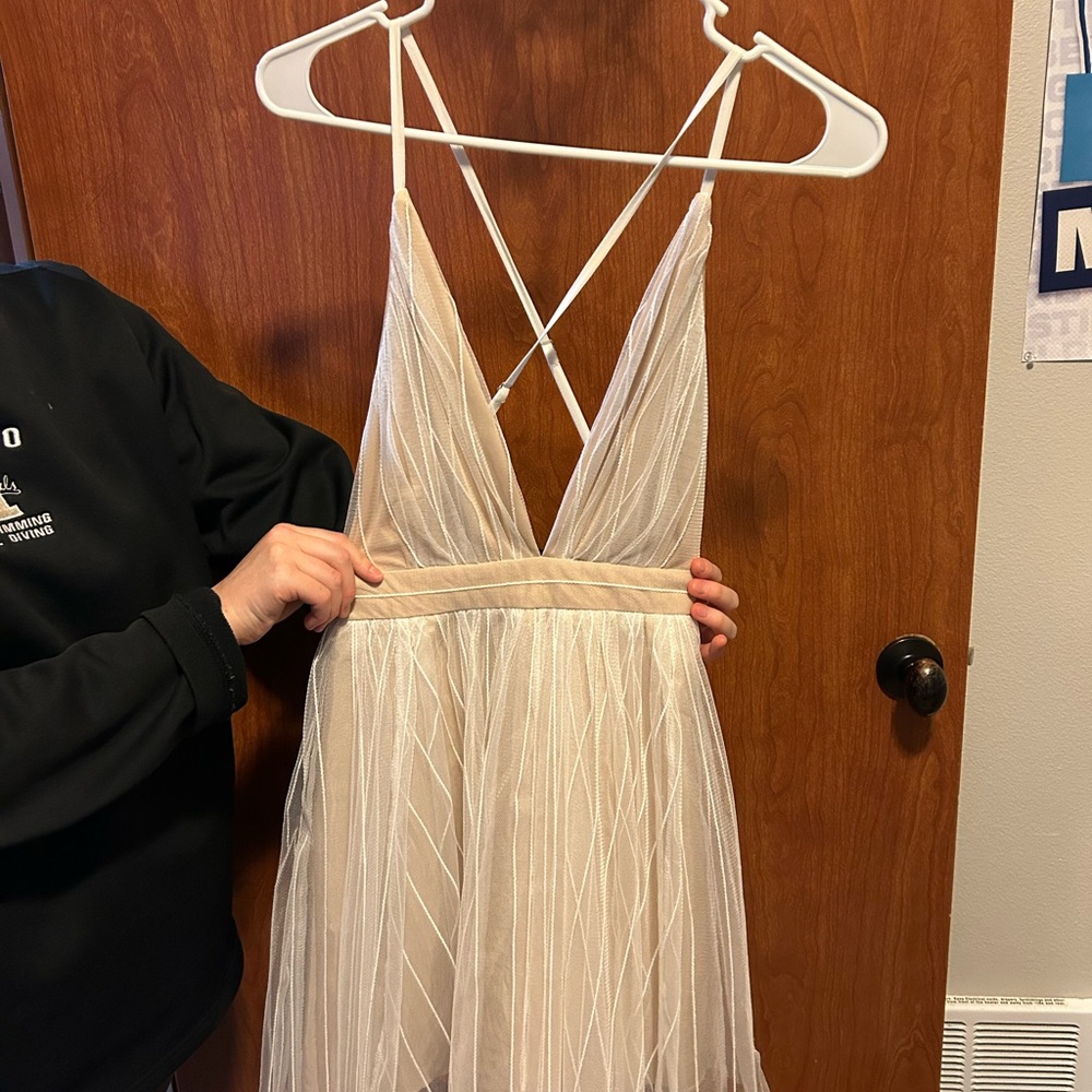 Luxxel Beige Spaghetti Strap Dress size small